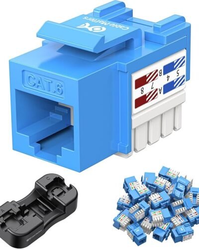 Prise Keystone Cat 6 UTP à 90° Punch Down non blindée Blue (50 Pcs)