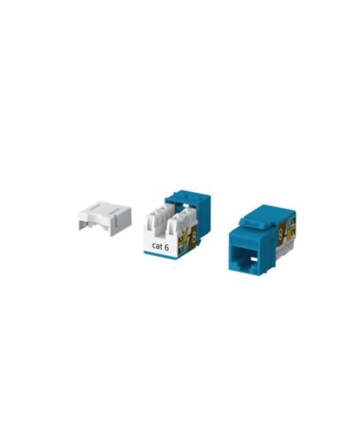 Prise Keystone Cat 6 UTP à 90° sans outil non blindée Bleu (50 Pcs)