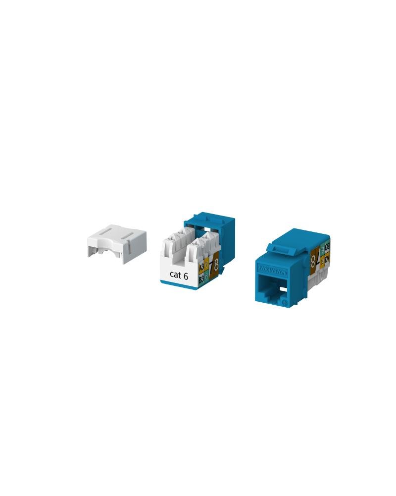 Prise Keystone Cat 6 UTP à 90° sans outil non blindée Bleu (50 Pcs)