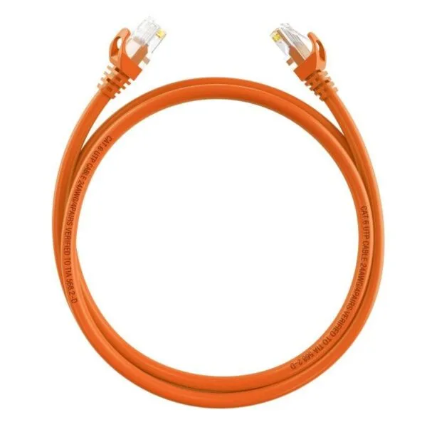 Cordon de brassage, CAT6, UUTP, 24AWG, cuivre, gaine en PVC, 30U, orange, 5m