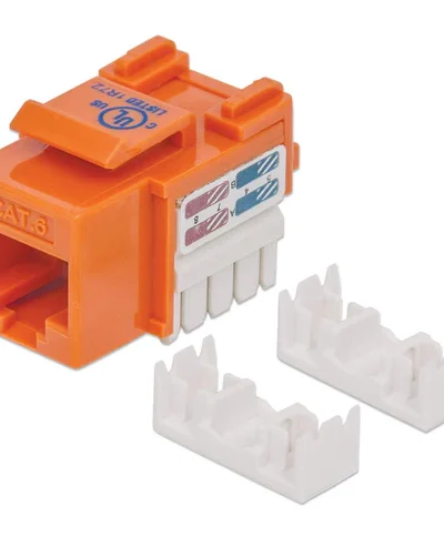 Prise Keystone Cat 6 UTP à 90° Punch Down non blindée Orange (50 Pcs)