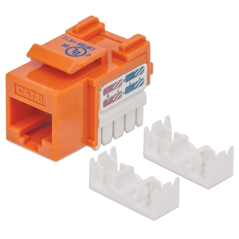 Prise Keystone Cat 6 UTP à 90° Punch Down non blindée Orange (50 Pcs)